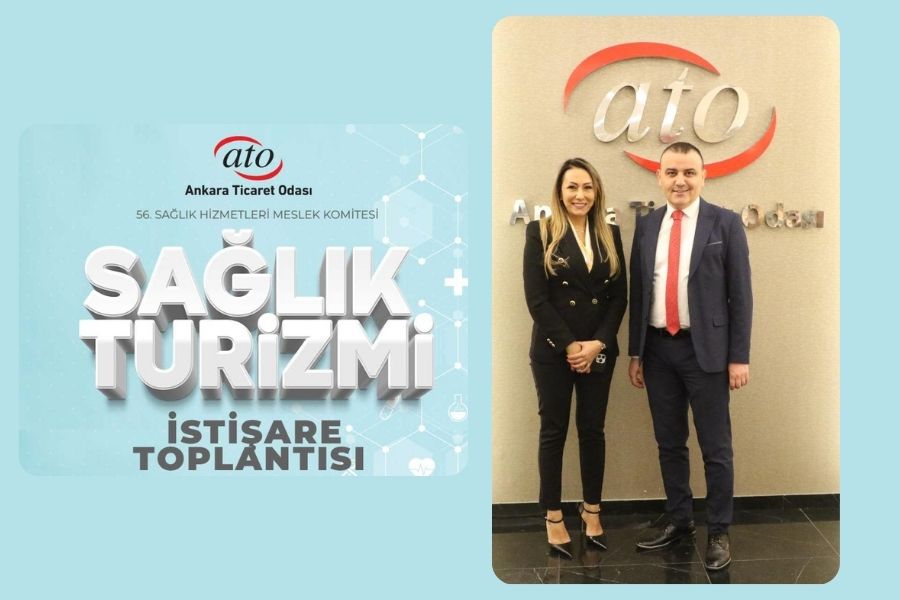 ATO’nun 56 No’lu Sağlık Hizmetleri Meslek Komitesi’nin organizasyonu ile düzenlenen Sağlık Turizmi İstişare Toplantısı, Komite Başkan Yardımcısı ve Meclis Üyesi Naz Öztürk’ün başkanlığında Ankara Bilim Üniversitesi Rektör Yardımcısı Prof. Dr. Hakan Çağlar, Ankara Bilim Üniversitesi Mühendislik ve Mimarlık Fakültesi Öğretim Üyesi Doç. Dr. Yavuz Selim Özdemir, Meclis Üyesi Dr. Levent Uğurlu, Komite Üyesi Süleyman Yasin Gökçe, Uluslararası Sağlık Turizmi Enstitüsü Başkanı Dr. Fatih Seyran ve sektör temsilcilerinin katılımıyla ATO Duatepe Hizmet Binası’nda gerçekleşti.